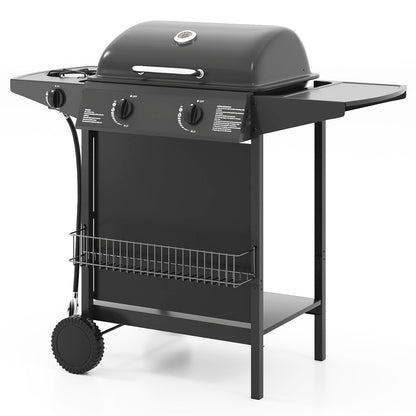 DirectDeals 30,000 BTU outdoor propane gas grill on wheels, black with side shelves on Tampa Home & Garden Store