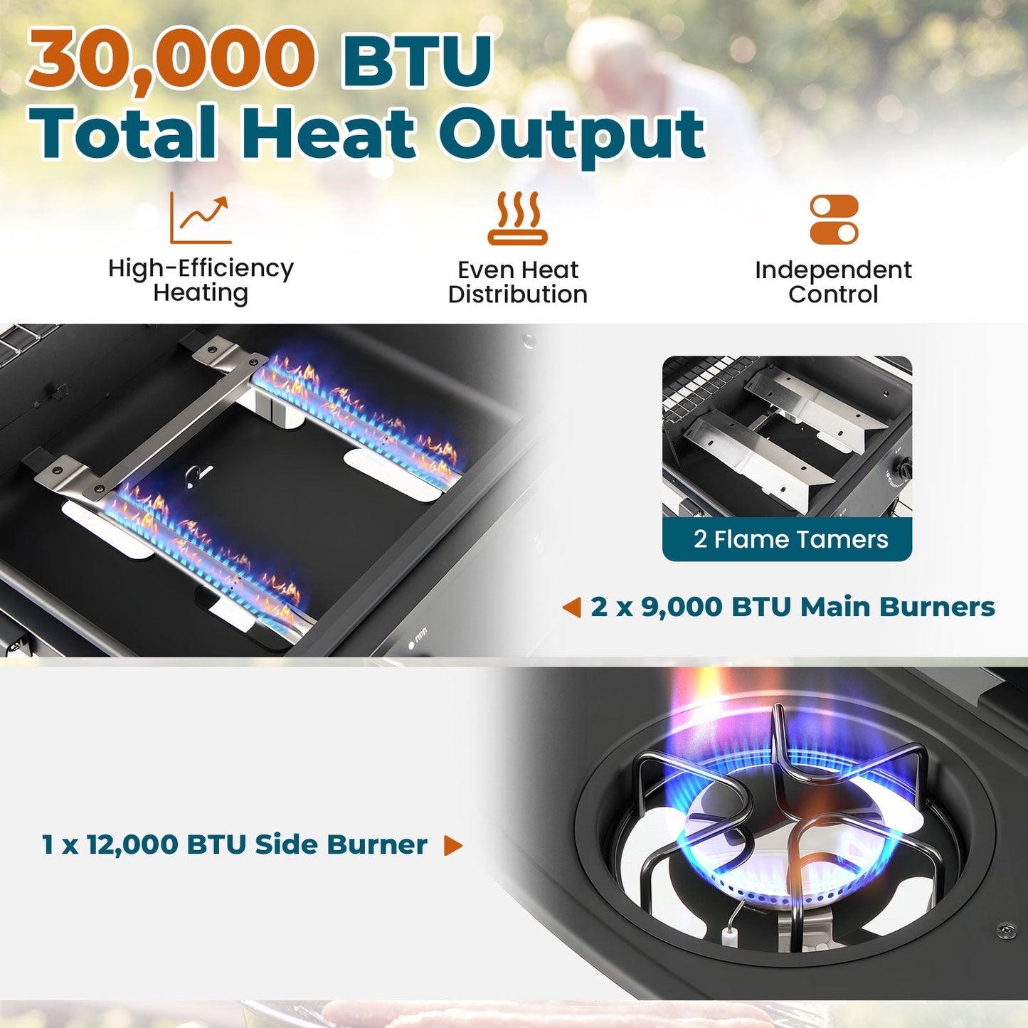30,000 BTU outdoor grill on wheels black DirectDeals with 2 main burners and 1 side burner on Tampa Home & Garden Store