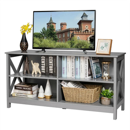 Wooden TV Stand for 55 TV with X Shaped Frame