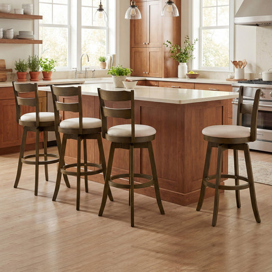 30.5 Inch Swivel Barstools with Backrest & Upholstered Seat - Tampa Home & Garden Store