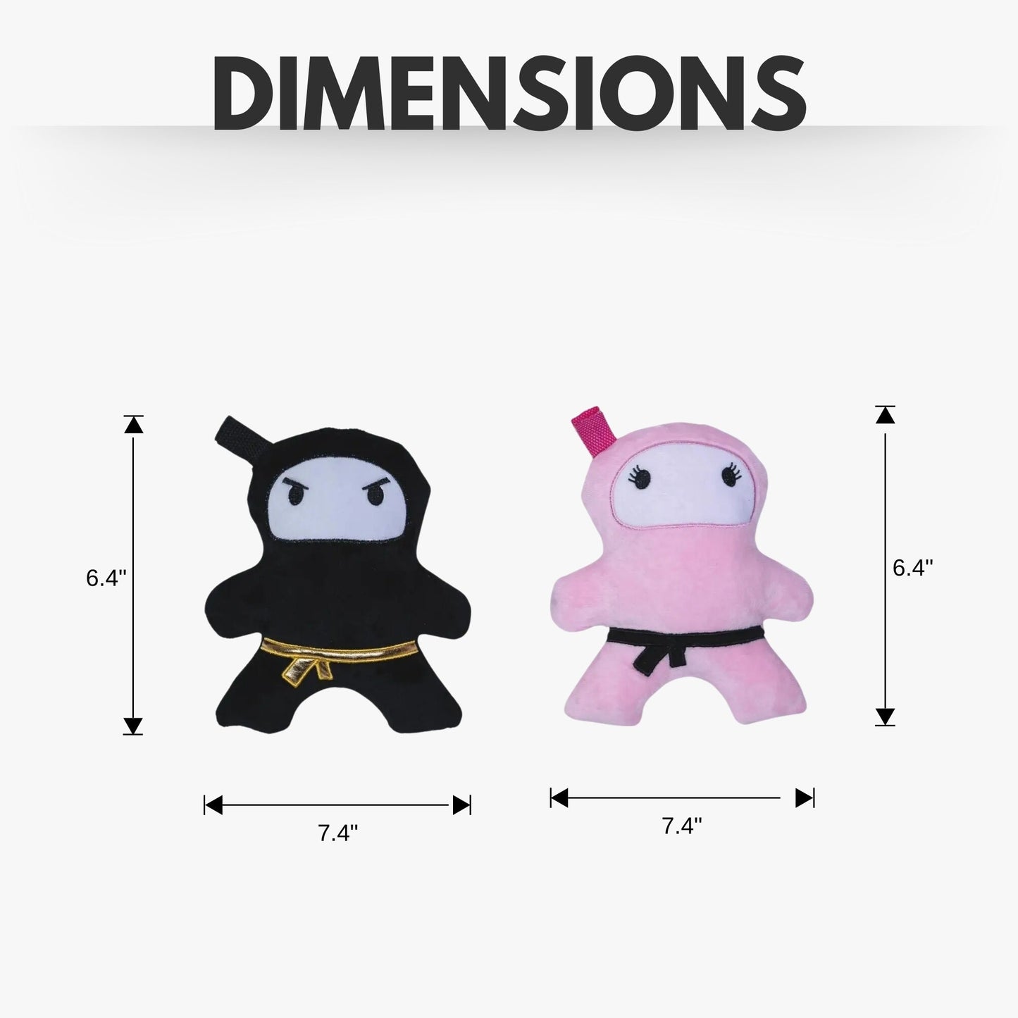 Coffret cadeau de peluches pour chien Ninja Love rose et noir – avec couineur et papier froissé pour des heures de jeu amusantes