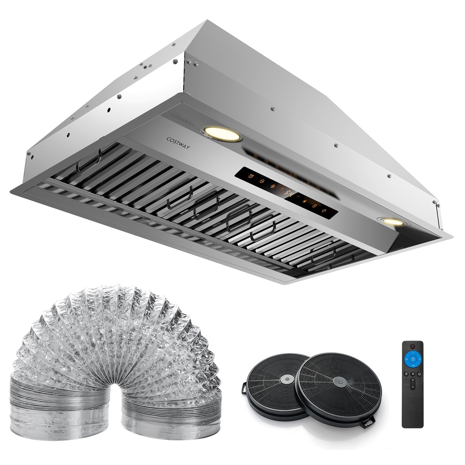 30 Inch Under Cabinet Range Hood with 4 Fan Speeds and Baffles Filters-Silver - Tampa Home & Garden Store