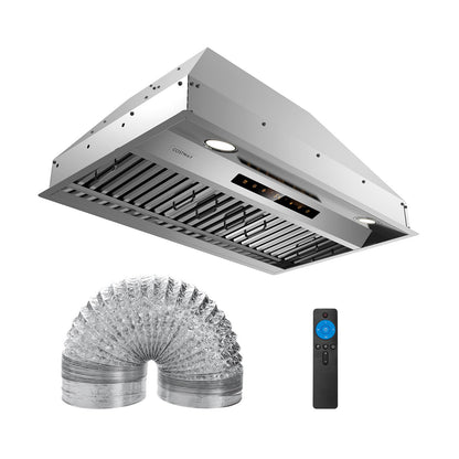 30 Inch Under Cabinet Range Hood with 4 Fan Speeds and Baffles Filters-Silver - Tampa Home & Garden Store