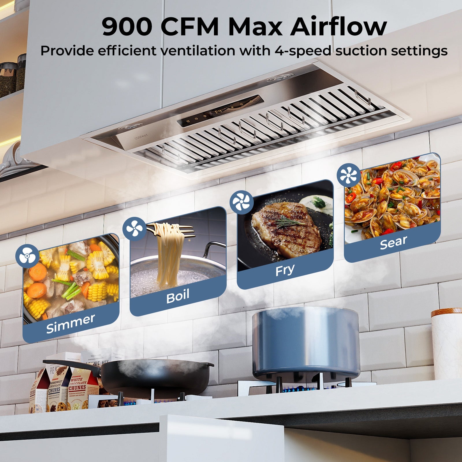 30 Inch Under Cabinet Range Hood with 4 Fan Speeds and Baffles Filters-Silver - Tampa Home & Garden Store