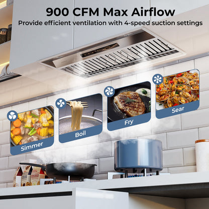 30 Inch Under Cabinet Range Hood with 4 Fan Speeds and Baffles Filters-Silver - Tampa Home & Garden Store