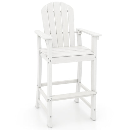 30 Inches Counter Height Outdoor HDPE Bar Stool with Armrests and Footrest-Black