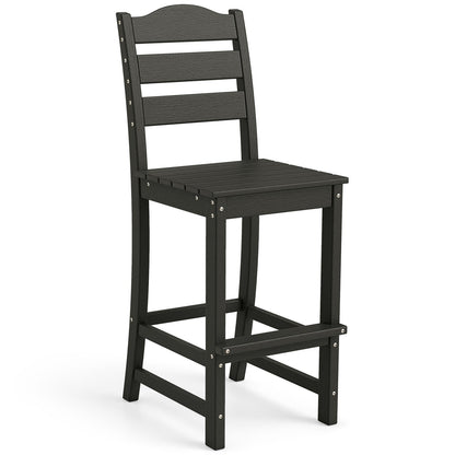 30 Inches Counter Height HDPE Bar Stool with Backrest and Footrest-Gray