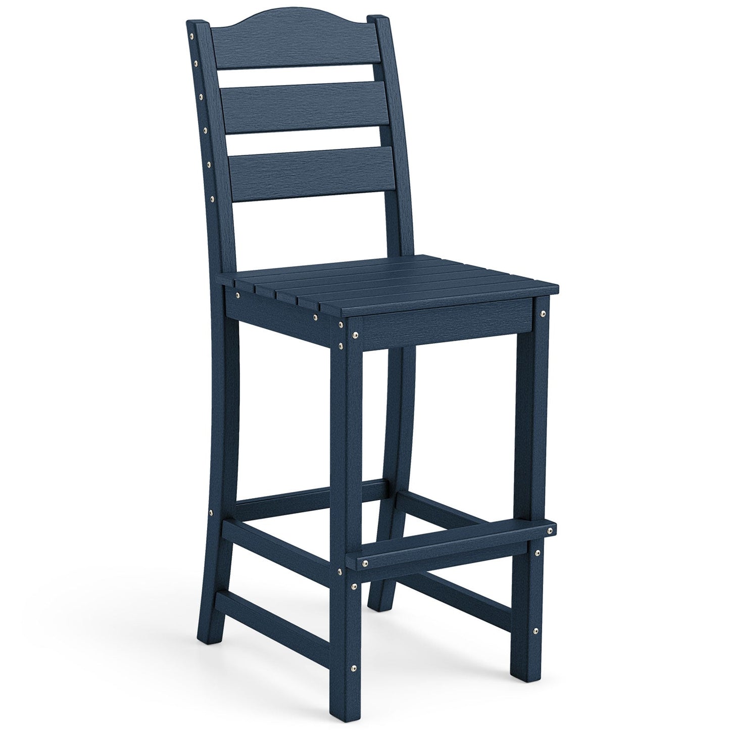 30 Inches Counter Height HDPE Bar Stool with Backrest and Footrest-Gray