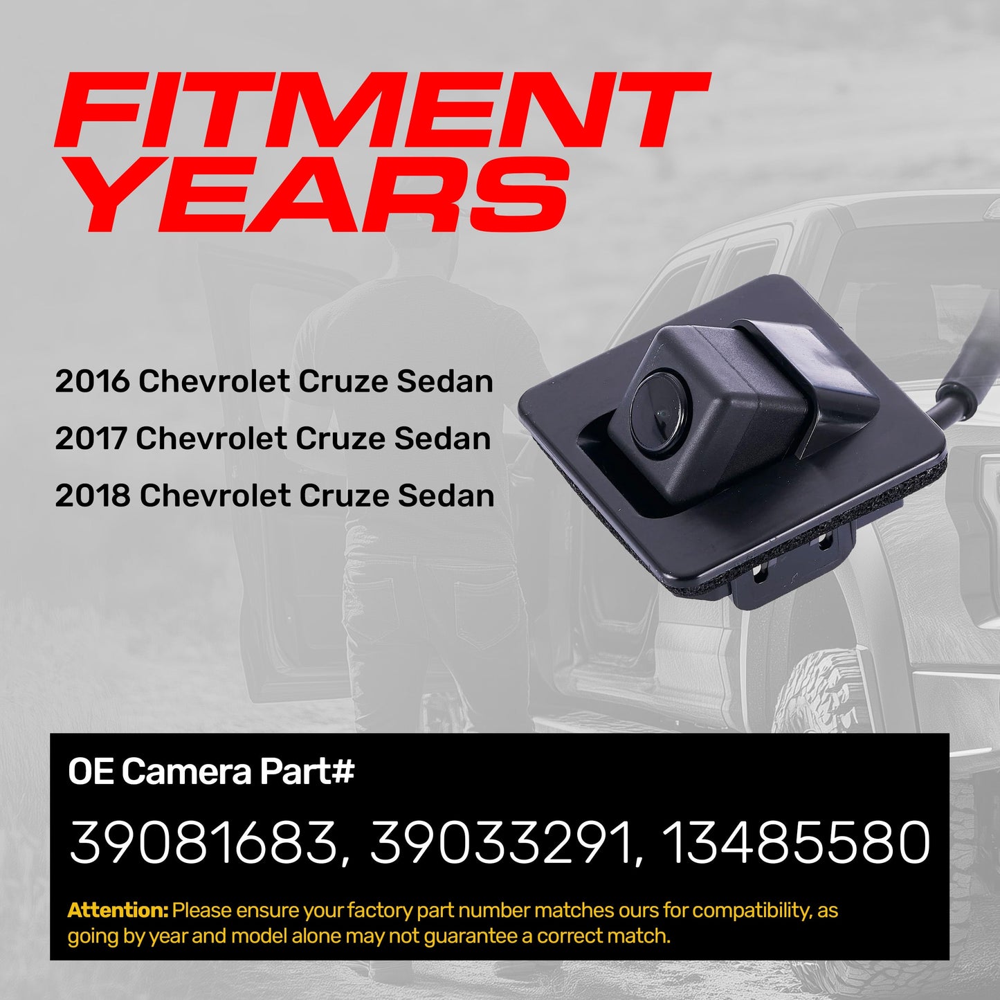 Master Tailgaters OE backup camera for 2016-2018 Chevrolet Cruze Sedan, black housing on Tampa Home & Garden Store