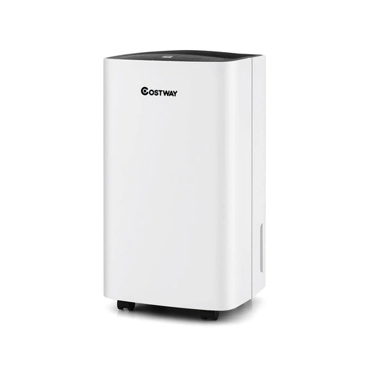 Portable 30-pint dehumidifier, white with black top, Costway brand for 1500 sq ft spaces on Tampa Home & Garden Store