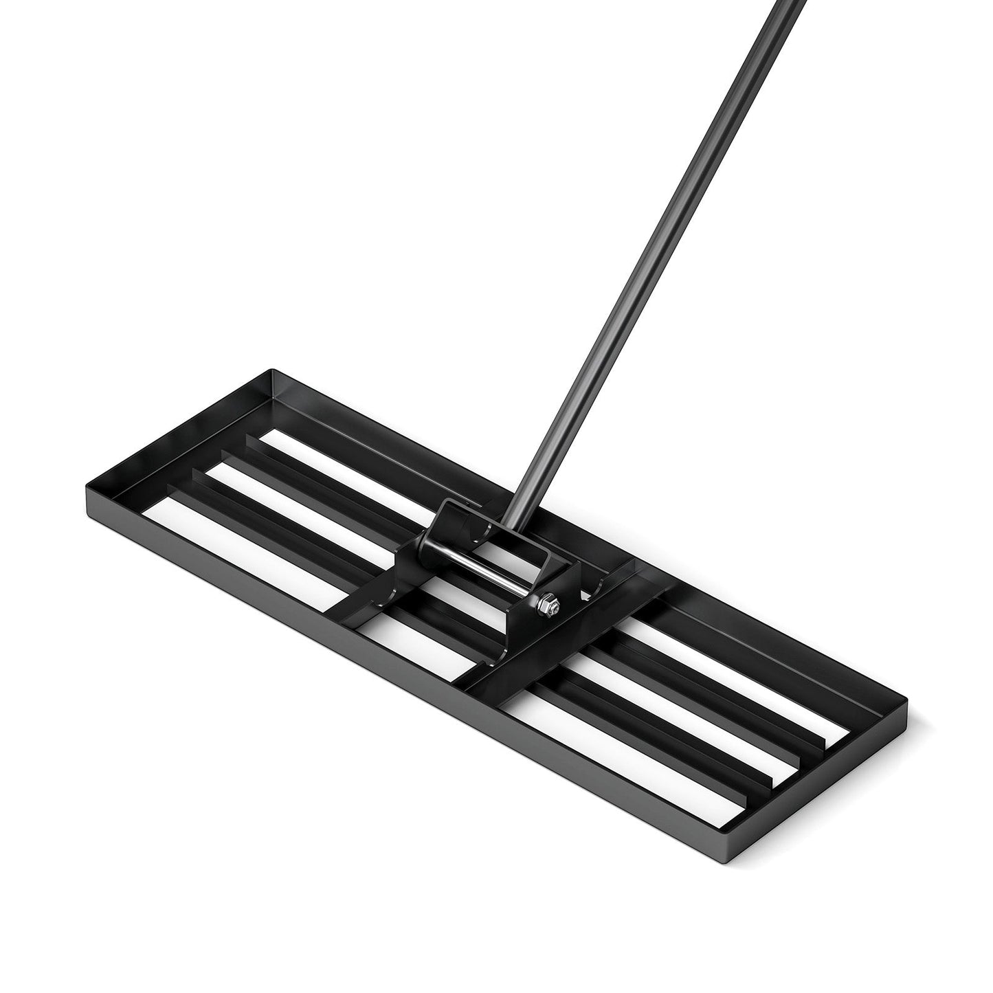 Rastrillo nivelador de césped de 30 x 10 pulgadas con mango ergonómico - Negro