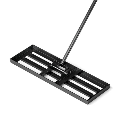 Rastrillo nivelador de césped de 30 x 10 pulgadas con mango ergonómico - Negro