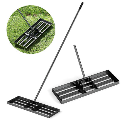 Rastrillo nivelador de césped de 30 x 10 pulgadas con mango ergonómico - Negro