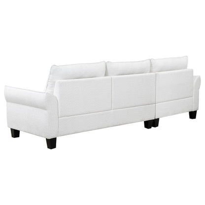 Granholm Upholstered Curved Arm Sectional Sofa in white fabric HouseOfZazla on Tampa Home & Garden Store