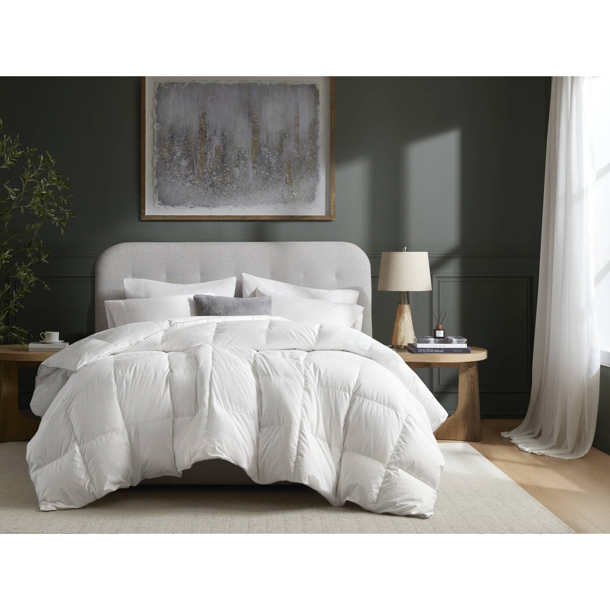 HouseOfZazla 1-PC King/Cal King 100% cotton shell comforter white on bed in dark bedroom on Tampa Home & Garden Store