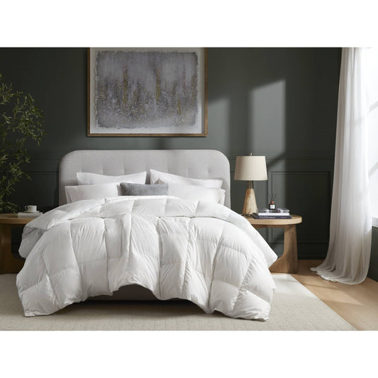 HouseOfZazla 1-PC King/Cal King 100% cotton shell comforter white on bed in dark bedroom on Tampa Home & Garden Store