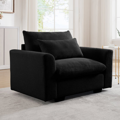 Black Corduroy Deep Seat Single Accent Chair