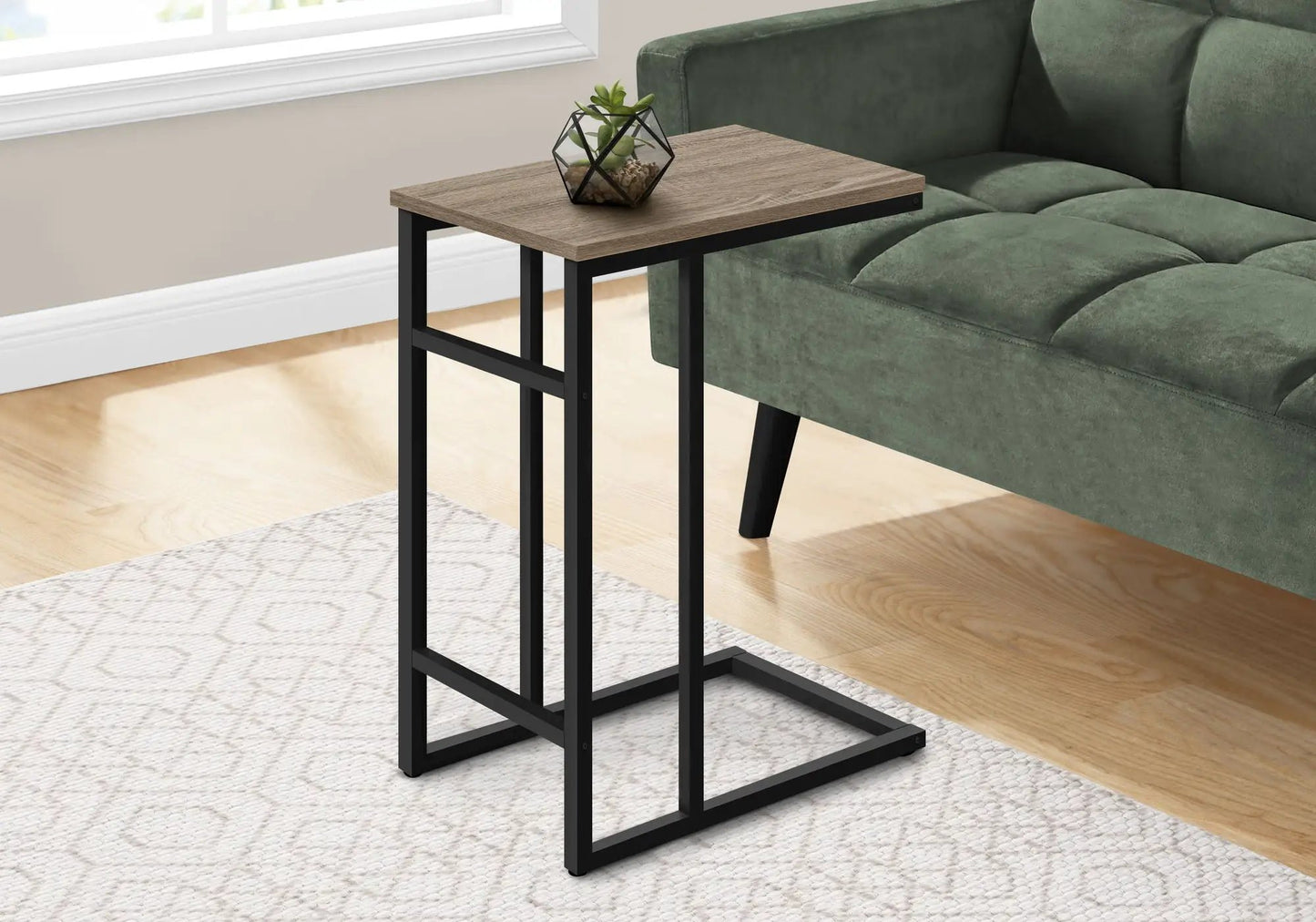 C Shaped Accent Table for Sofa and Bedside Use