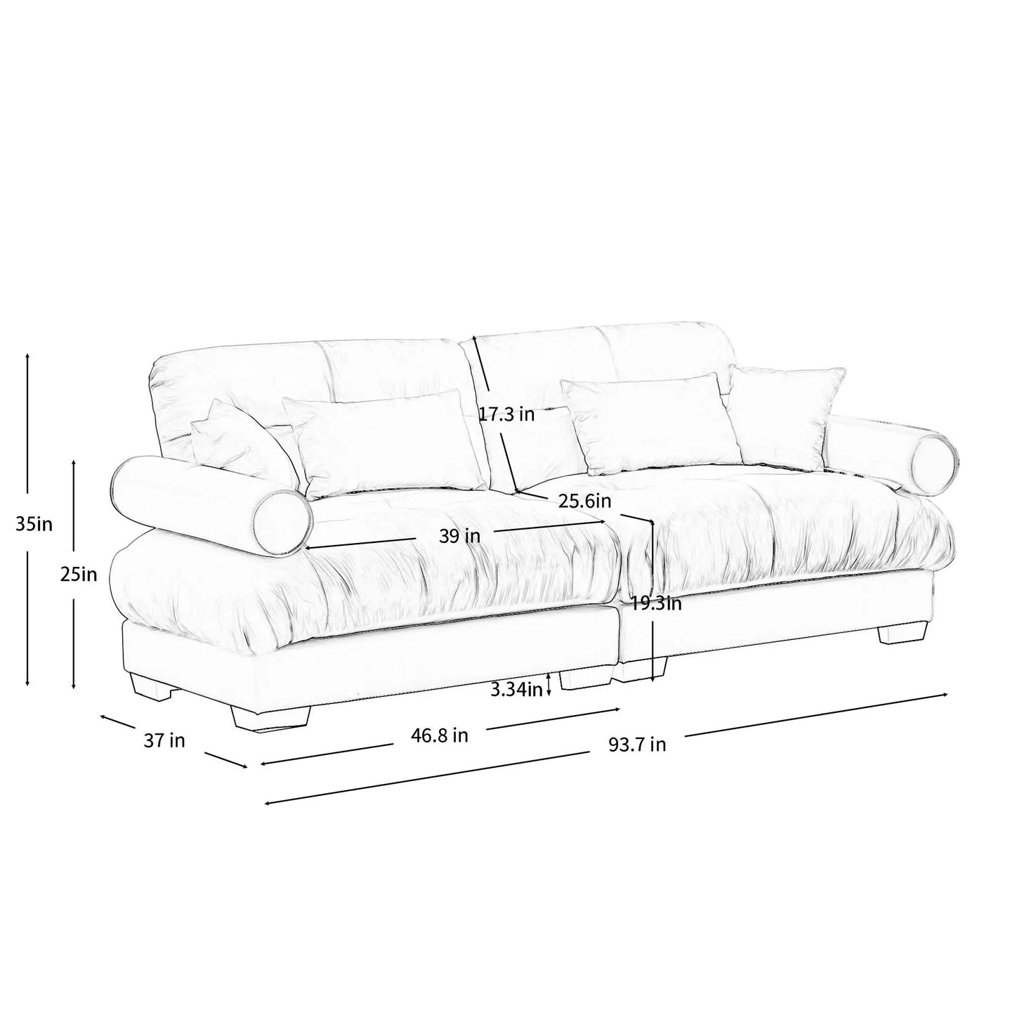 Modern Oversize Sofa With Cloud Like Comfort