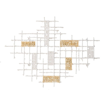 Wall Decor White and Gold Geometric Grid Art