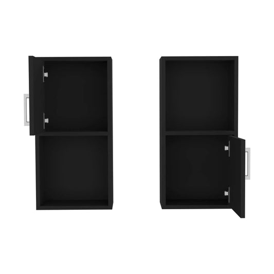 Pair of black wall mounted medicine cabinets Eak with two doors and two interior shelves on Tampa Home & Garden Store