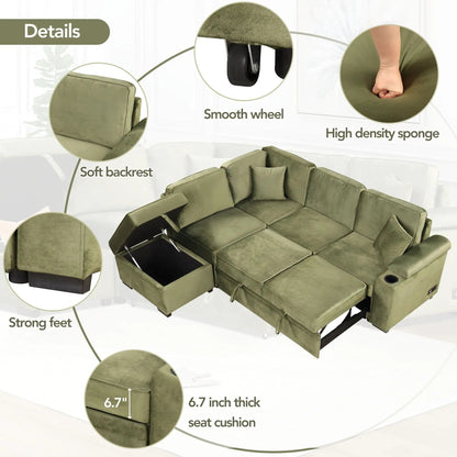 Sleeper Sofa Bed With Storage 2 In 1 Couch