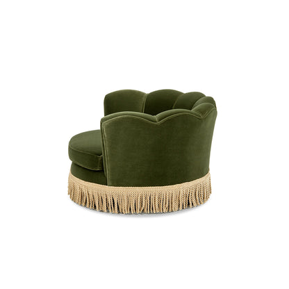 Clara 34.5in Scalloped Pet Sofa Bed olive velvet with fringe trim by HouseOfZazla on Tampa Home & Garden Store