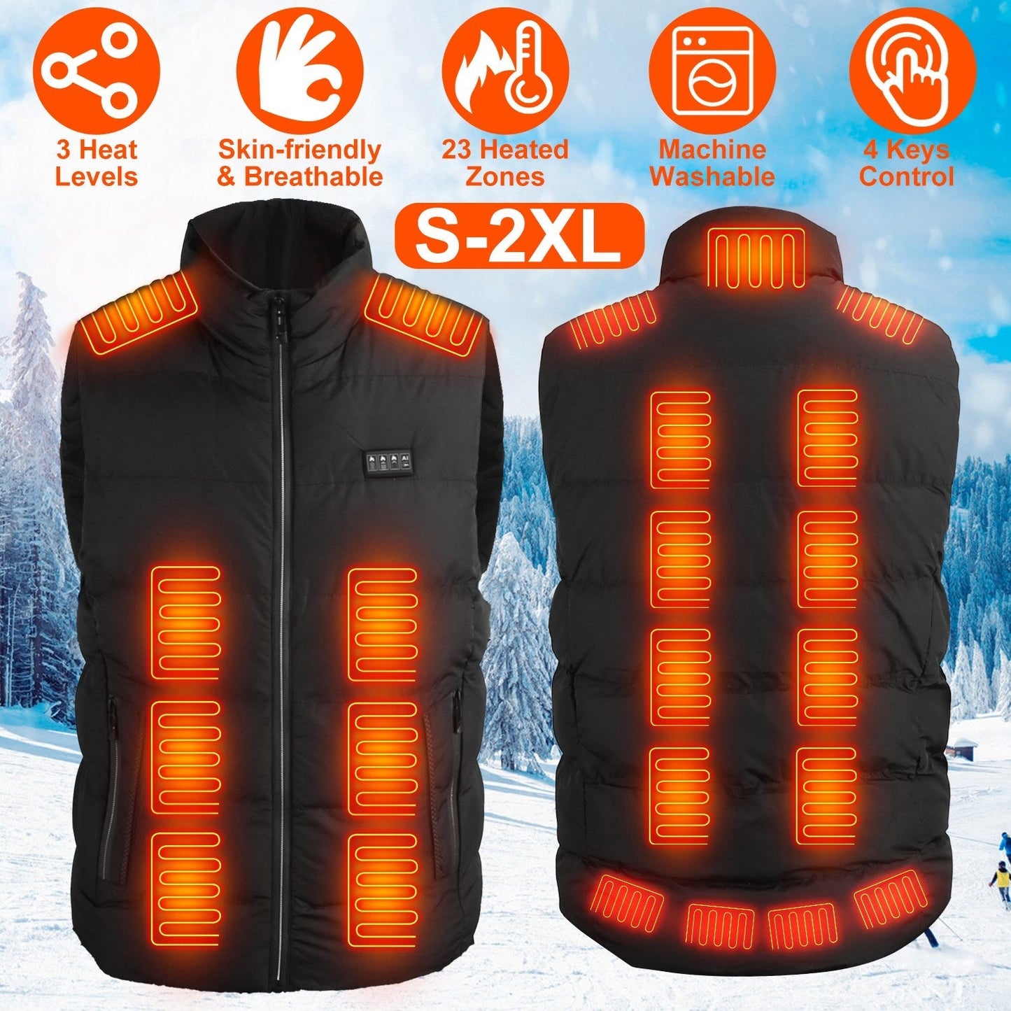 GemGear heated vests, two jackets, 23 zones, 3 heat levels, USB powered, S-2XL, washable on Tampa Home & Garden Store