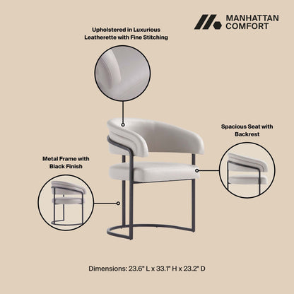Geometric base dining chair with vegan upholstery in white or gray by Manhattan Comfort on Tampa Home & Garden Store