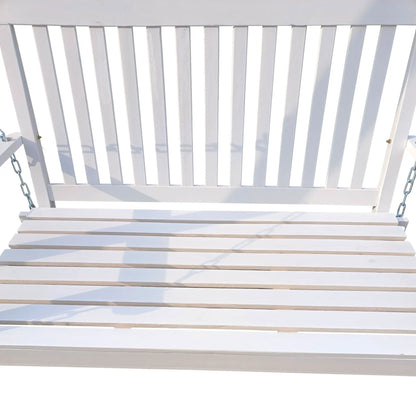 White wooden front porch swing with armrests for outdoor patio by Unique Piece Furniture on Tampa Home & Garden Store