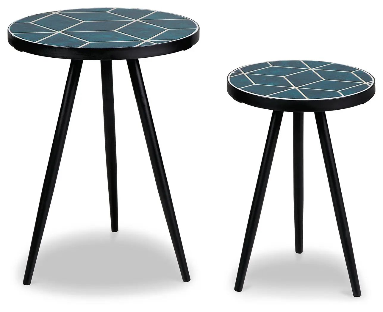 Clairbelle Teal Nesting Accent Tables Set of 2