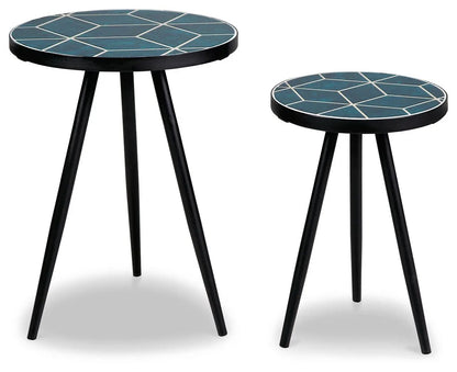 Clairbelle Teal Nesting Accent Tables Set of 2