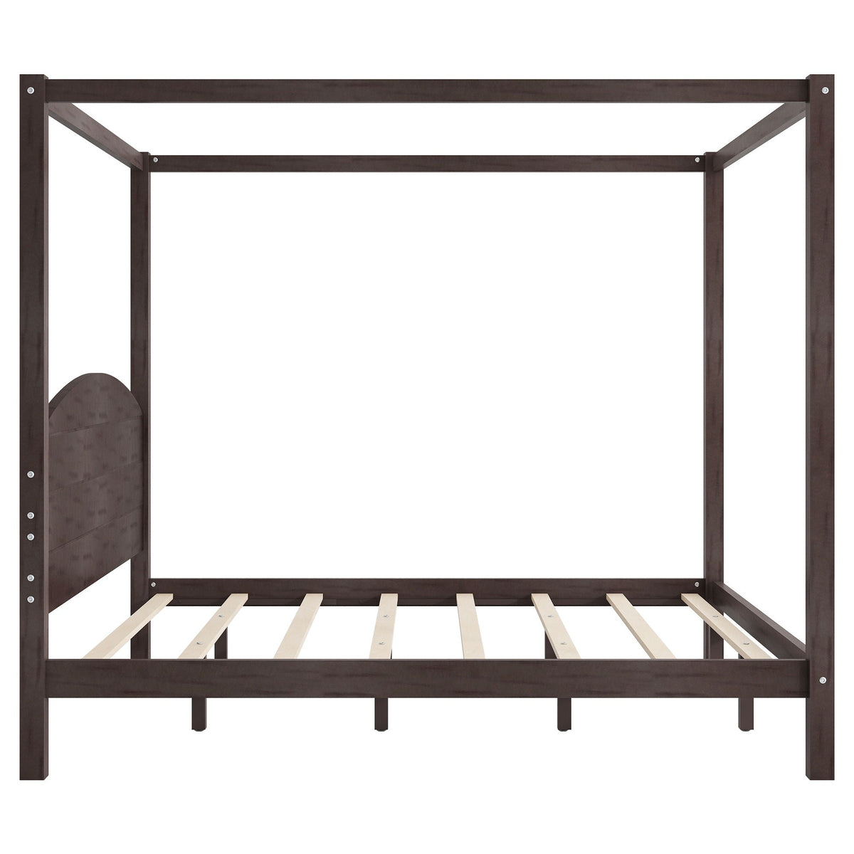 Anopy canopy platform bed with headboard and support legs in dark brown wood on Tampa Home & Garden Store