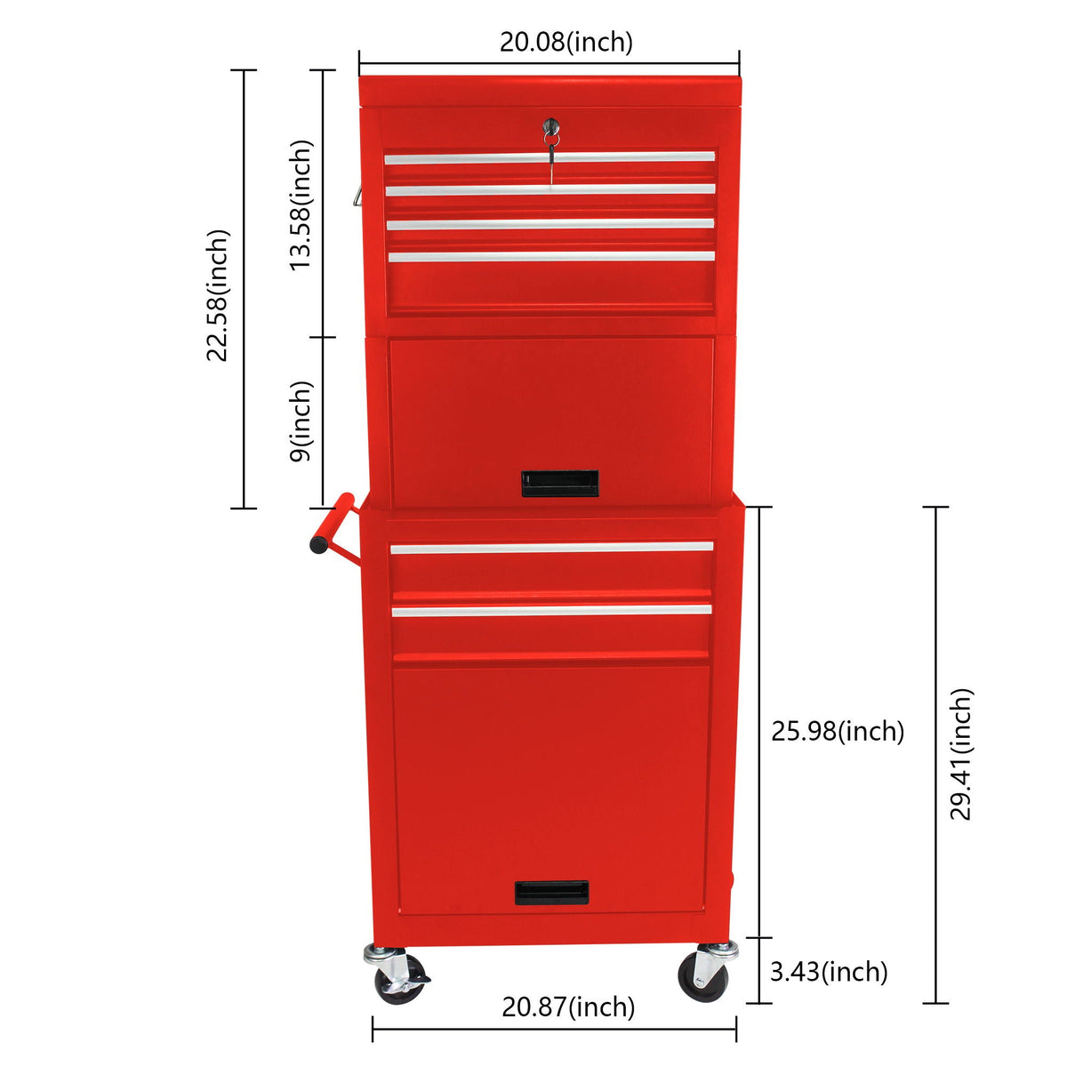 6 Drawer Lockable Tool Cabinet with Detachable Toolbox red on wheels HouseOfZazla on Tampa Home & Garden Store