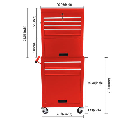 6 Drawer Lockable Tool Cabinet with Detachable Toolbox red on wheels HouseOfZazla on Tampa Home & Garden Store