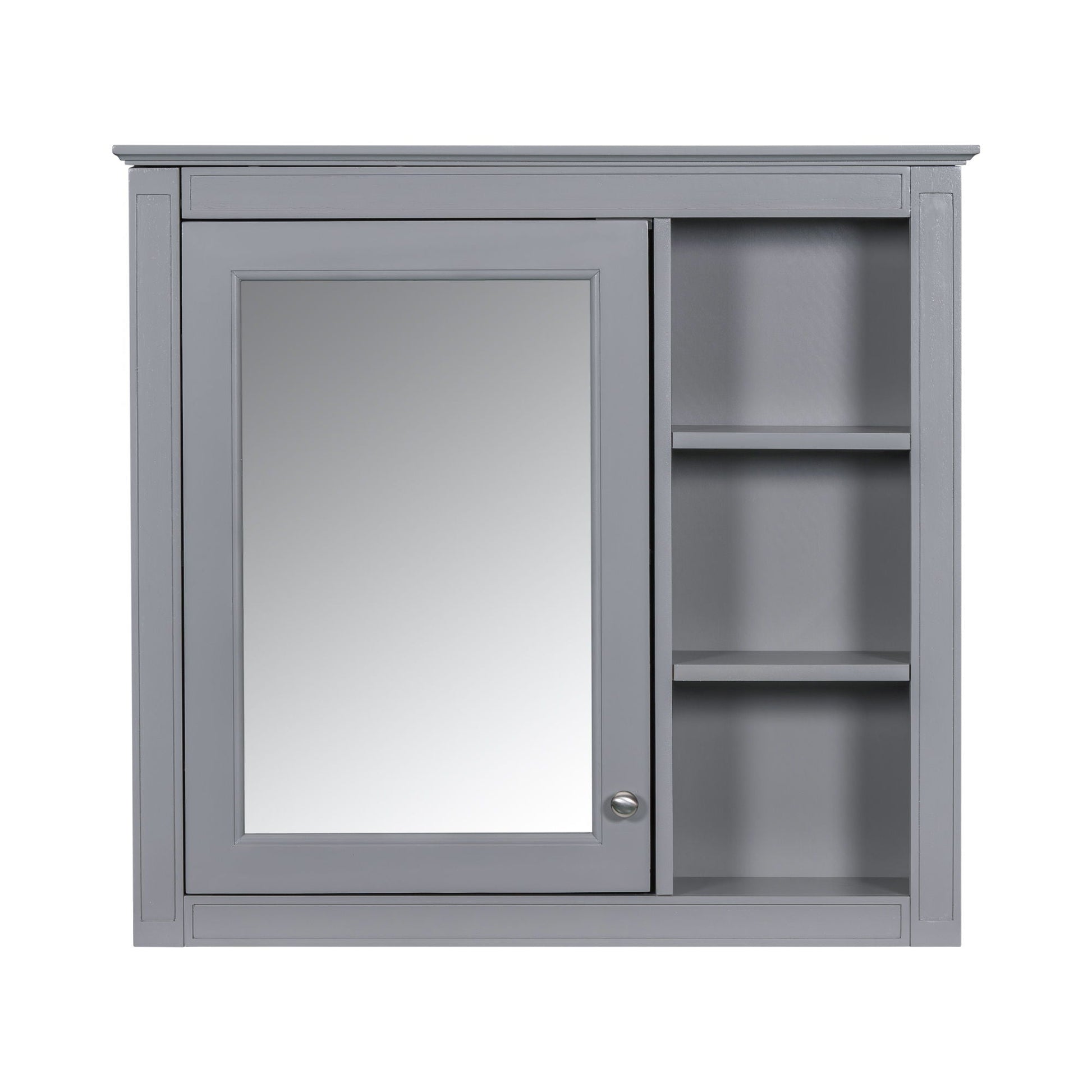 Gray bathroom vanity with medicine cabinet by HouseOfZazla; 2 soft-close doors, 4 drawers on Tampa Home & Garden Store