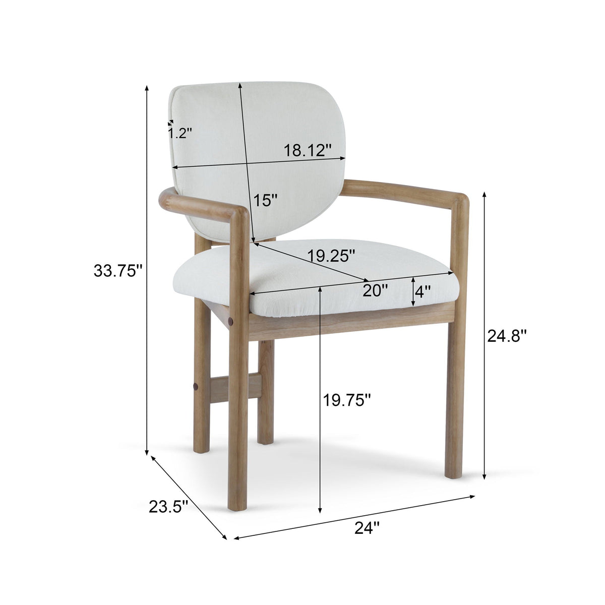 Upholstered Arm Dining Chairs set of 2 by HouseOfZazla in light gray fabric with wood frame on Tampa Home & Garden Store