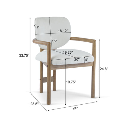 Upholstered Arm Dining Chairs set of 2 by HouseOfZazla in light gray fabric with wood frame on Tampa Home & Garden Store