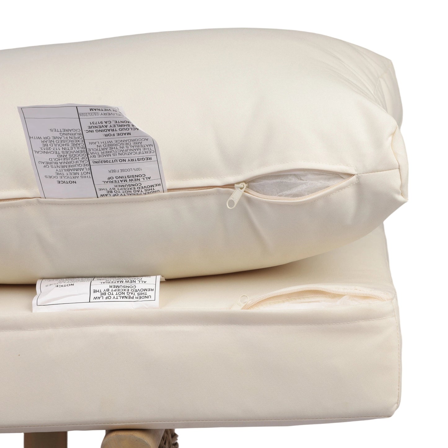 Beige outdoor patio chair cushions set of 4 for acacia wood seating by HouseOfZazla on Tampa Home & Garden Store