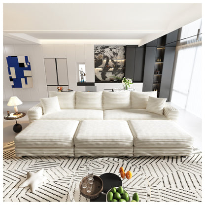 Deep Seat Sofa Bed With Ottoman and Soft Pillows