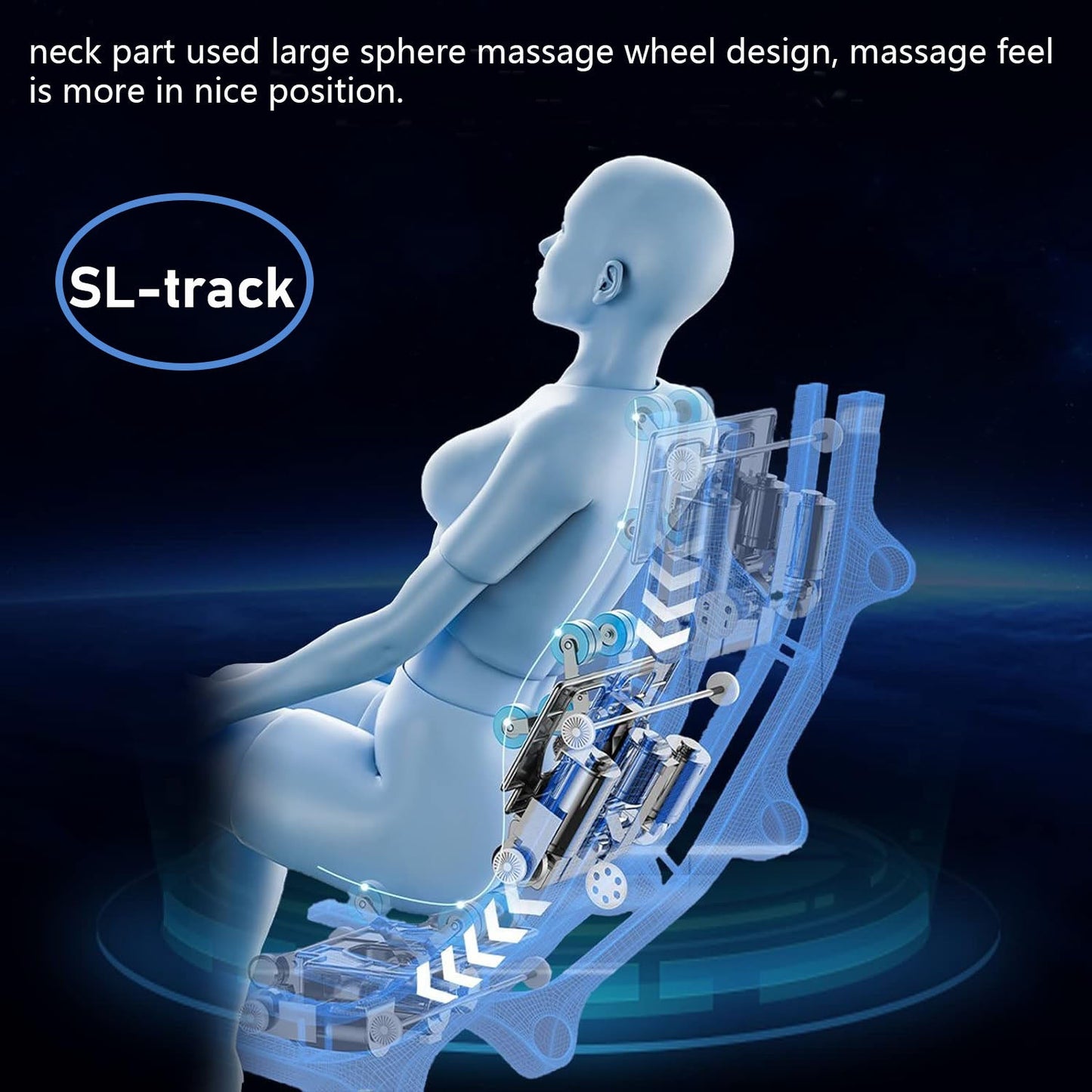Zero Gravity Multifunction Massage Chair blue 3D model with SL-track massage system on Tampa Home & Garden Store