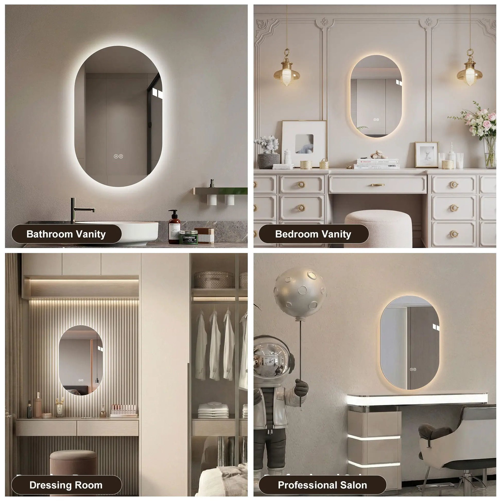Smart wall-mounted LED touch screen mirror with anti-fog lighting by Unique Piece Furniture on Tampa Home & Garden Store