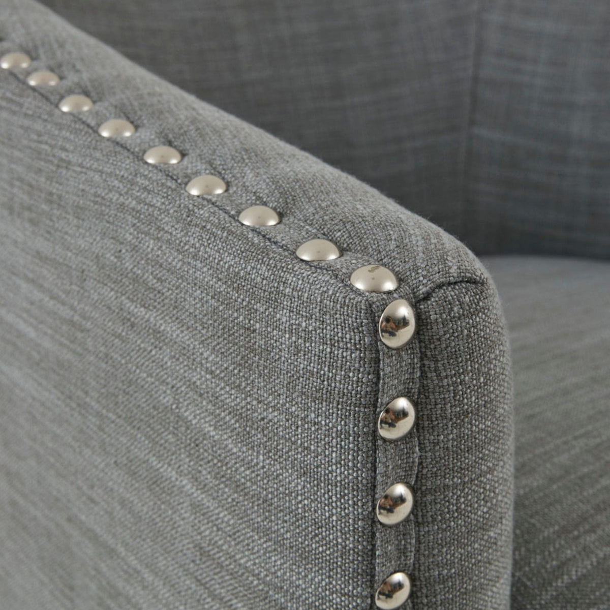 Swivel chair Pearl Silver with nailhead trim on gray textured upholstery HouseOfZazla on Tampa Home & Garden Store