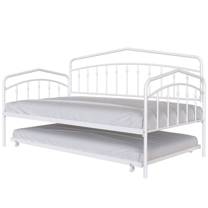 HouseOfZazla Fox daybed with twin trundle, white metal frame and caster wheels on Tampa Home & Garden Store