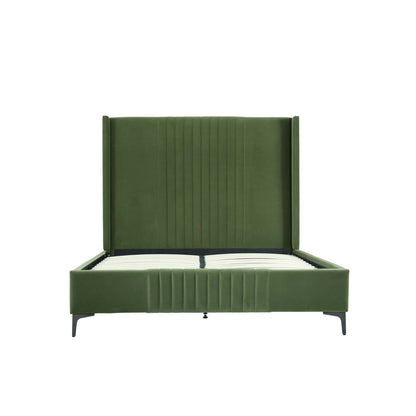 Promenade green upholstered bed with headboard and slatted base, vertical channels on Tampa Home & Garden Store