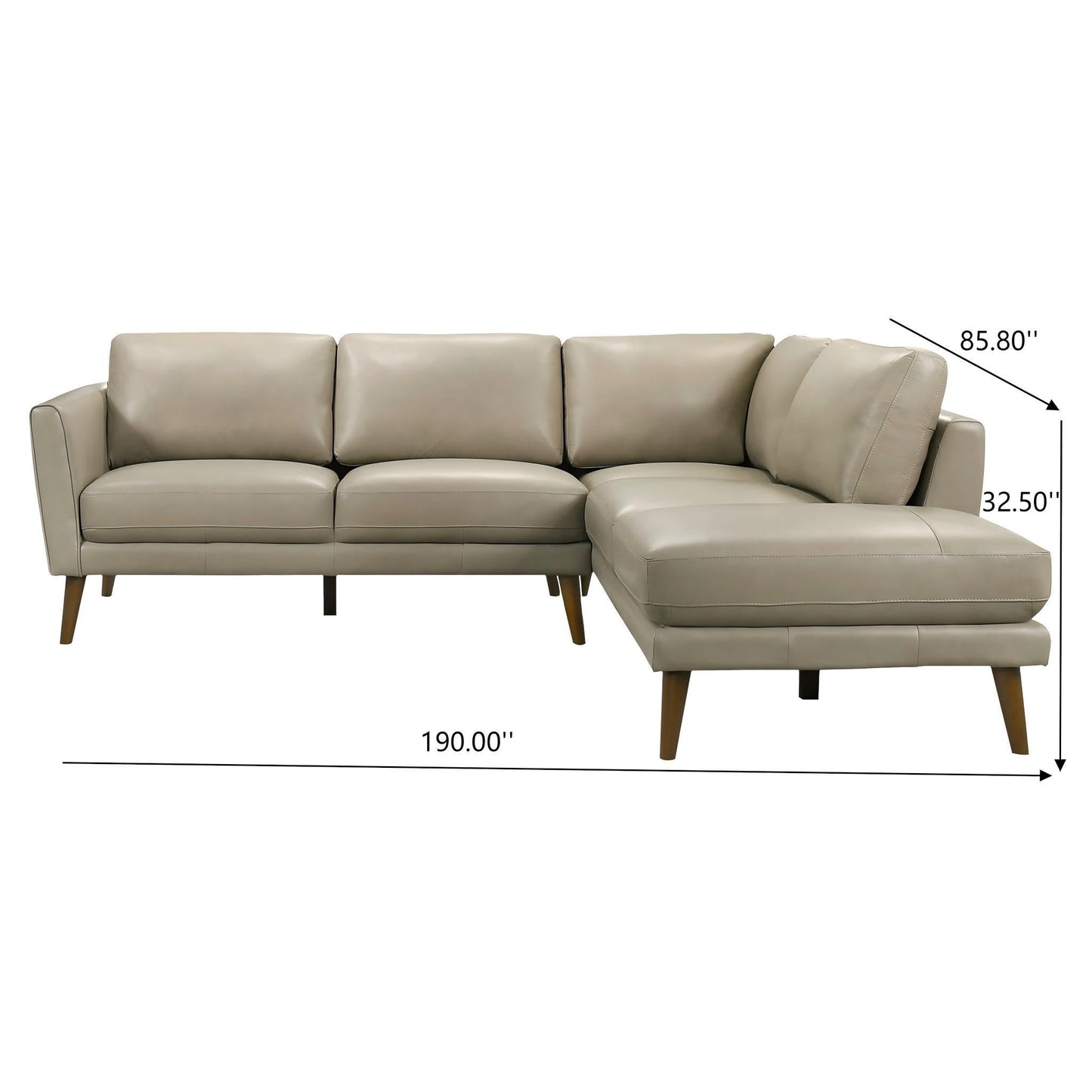 Benson Sectional Sofa With Chaise beige leather by HouseOfZazla on Tampa Home & Garden Store