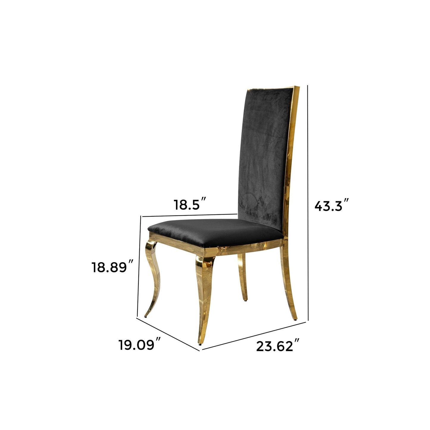 Dining chair with unique backrest and gold legs, black upholstered seat HouseOfZazla on Tampa Home & Garden Store