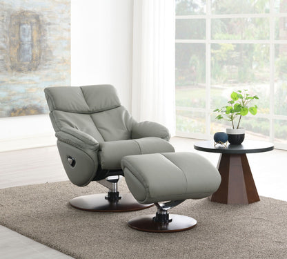 Kandoro top grain leather reclining chair & ottoman with swivel in gray by HouseOfZazla on Tampa Home & Garden Store