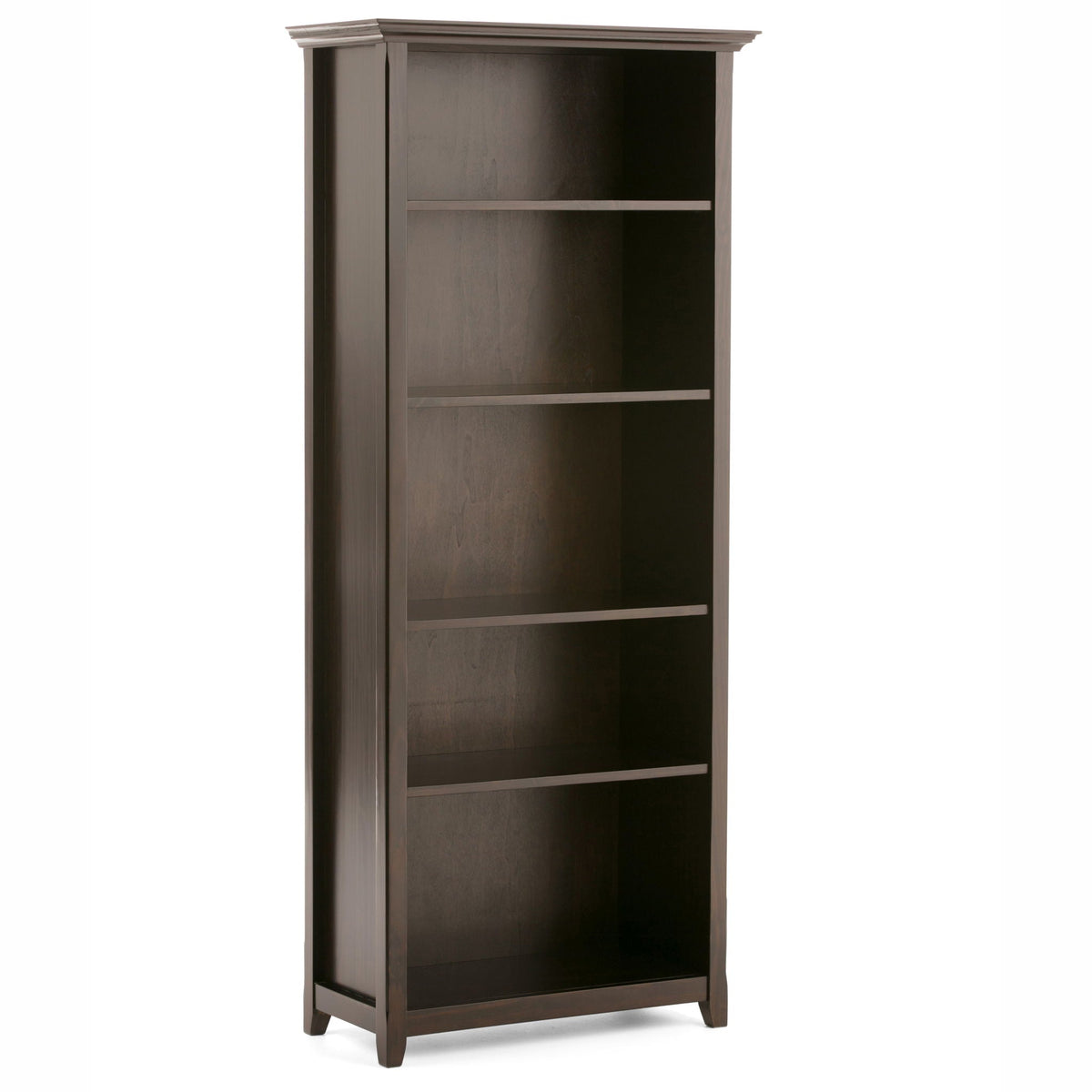 Amherst wooden bookcase by HouseOfZazla with adjustable shelves in dark espresso finish on Tampa Home & Garden Store