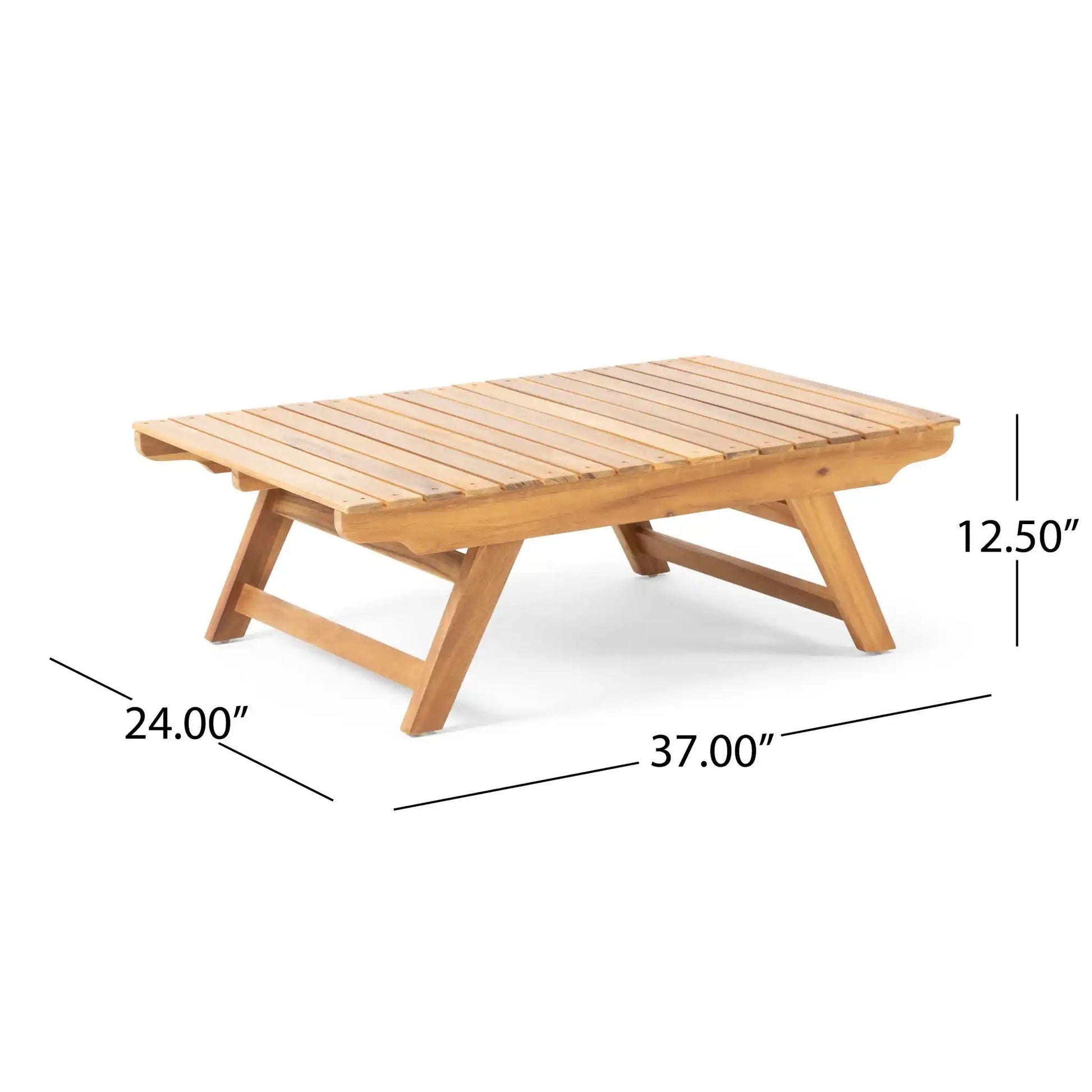 Outdoor Acacia Wood Coffee Table with Open Slat Design in natural finish by HouseOfZazla on Tampa Home & Garden Store